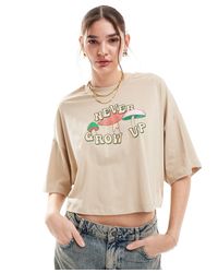 ONLY - Never Grow Up Graphic Cropped T-shirt - Lyst