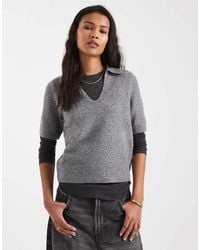 New Look - Collared Knitted Tee - Lyst