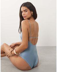 ARKET - Shiny Square Neck One-piece Swimsuit - Lyst