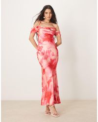 Pretty Lavish - Asymmetric Cold Shoulder Slip Maxi Dress - Lyst