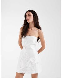 JW PEI - Bandeau 3D Floral Applique Tailored Mini Dress - Lyst