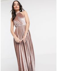 asos design halter pleated waisted midi dress