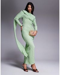 ASOS - – langärmliges, plissiertes maxikleid - Lyst