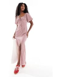 Daisy Street - Milkmaid Style Short Sleeve Midi Dress - Lyst