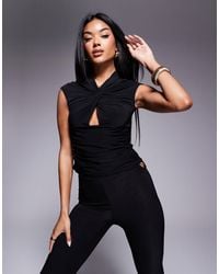 ASOS - Ruched Side Twist Front Cut Out Top - Lyst