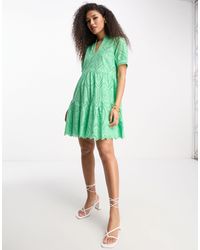 Y.A.S - V Neck Broderie Mini Dress - Lyst