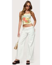 Edikted - Buckle Low Rise Straight Leg Pants - Lyst