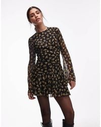ASOS - Long Sleeve Mini Dress With Ruffle Skirt - Lyst