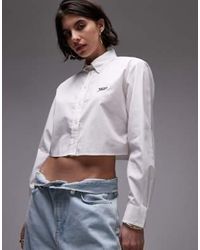 Tommy Hilfiger - – gestreifte cropped-hemdbluse aus popeline - Lyst