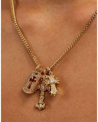 CERNUCCI - Iced Triple Cross & Tag Necklace - Lyst