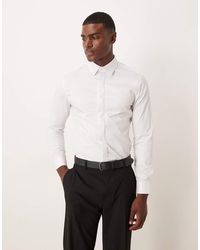 ASOS - Easy Iron Slim Fit Sateen Shirt - Lyst