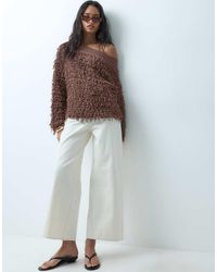 ASOS - Textured Knit Asymmetric Off The Shoulder Sweater - Lyst