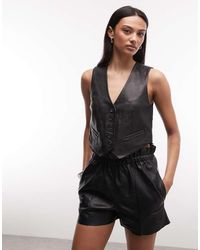 AllSaints - Arla Lea Co-ord Lambs Leather Waistcoat - Lyst