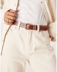 Mango - Faux Leather Belt With Gold Buckle - Lyst