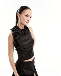 French Connection - Satin Top With Ruffle Detail - Lyst