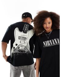 ASOS - T-shirt unisex oversize nera con grafiche della band "nirvana" su licenza - Lyst