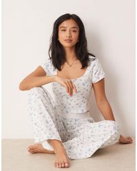 ASOS - Asos Design Petite Mix & Match Pyjama Trouser With Exposed Waistband And Picot Trim - Lyst