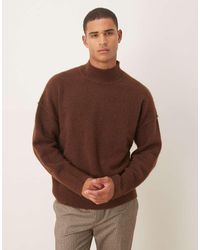 ASOS - Oversized Gebreide Trui Met Opstaande Boord Van Wolmix - Lyst