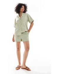ASOS - – seersucker-boxershorts zum hineinschlüpfen mit khaki streifen, kombiteil - Lyst