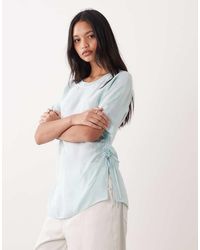 ARKET - Satin Longline T-shirt With Ruched Waist - Lyst