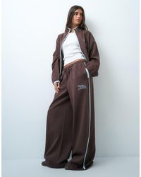 ASOS - Weekend Collective Co-ord Wide Leg joggers With Blue Piping Detail - Lyst