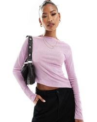 ASOS - Sheer Long Sleeve Top With Asymmetric Hem - Lyst