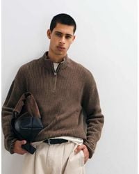 Hollister - Knitted 1/4 Zip Ribbed Jumper - Lyst