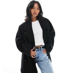 ASOS - Asos Design Petite Oversized Mid Length Pea Coat - Lyst