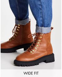 London Rebel - Wide Fit Chunky Hiker Ankle Boots - Lyst