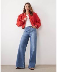 ASOS - Cropped Shoulder Pad Bomber Jacket - Lyst