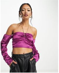 ASOS - Crop Top With Cold Shoulder & Chain Detail - Lyst