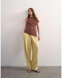TOPSHOP - Linen Blend Barrel Leg Pants - Lyst