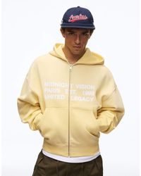 Bershka - Washed Printed Zip-through Hoodie - Lyst