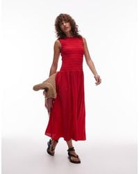 Mango - Vestido Midi Con Cuerpo Fruncido Y Cintura Baja De - Lyst