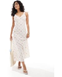 Miss Selfridge - Tie Shoulder Linen Slip Dress - Lyst