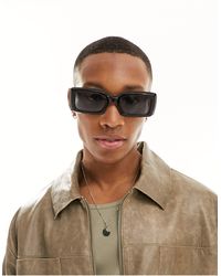 New Look - Rectangle Framed Sunglasses - Lyst
