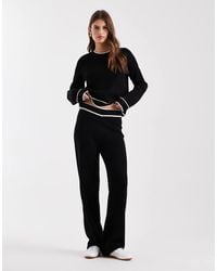 Vero Moda - Knitted Trouser Co-ord With Cream Contrast Piping - Lyst