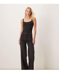 ASOS - Vaqueros Negros De Pernera Ancha Y Talle Alto Con Bolsillos Delanteros De Asos Design Tall - Lyst