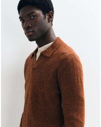 Mango - Knitted Revere Collar Polo Jumper - Lyst