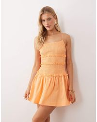 ASOS - Crinkle Mini Sundress With Shirred Dropped Waist - Lyst