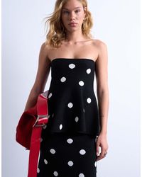 TOPSHOP - Top Con Estampado De Lunares De Punto Compacto De (Parte De Un Conjunto) - Lyst