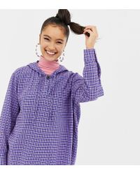 Collusion Check Shirt With Hood - Purple