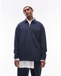 TOPMAN - Polo habillé oversize en jersey à col zippé - Lyst