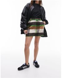 TOPSHOP - Mini-jupe d'ensemble en laine brossée à carreaux - Lyst