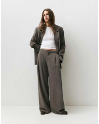 Pull&Bear - Pantalon habillé à rayures - marron taupe - Lyst