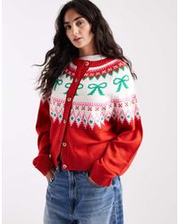 ASOS - Bow Detail Yoke Cardigan - Lyst