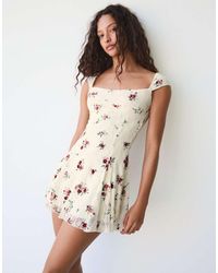 Bershka - Mini Lace Print Dress - Lyst