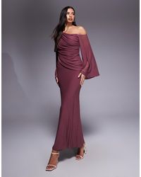 ASOS - Off-shoulder Wide Sleeve Draped Maxi Dress - Lyst