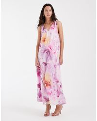 H&M V Neck Tunic Dress Lyocell in Blue