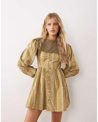 Glamorous - Square Collar Mini Babydoll Dress - Lyst